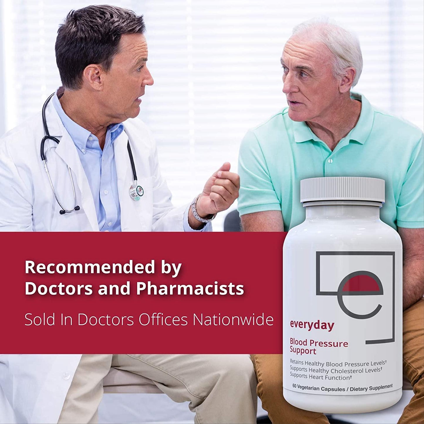 Everyday Blood Pressure Support - Natural Heart Health Cholesterol Support with Magnesium and Hawthorn for Hypertension- 60 Capsules Included