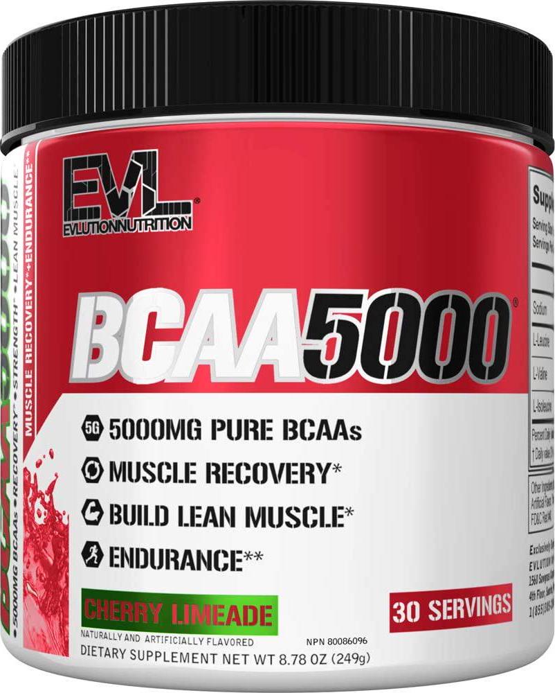 Evlution Nutrition BCAA5000 Powder 5 Grams of Branched Chain Amino Acids (BCAAs) Essential for Performance, Recovery, Endurance, Muscle Building, Keto Friendly, Zero Sugar, 30 Servings (Cherry Limeade)