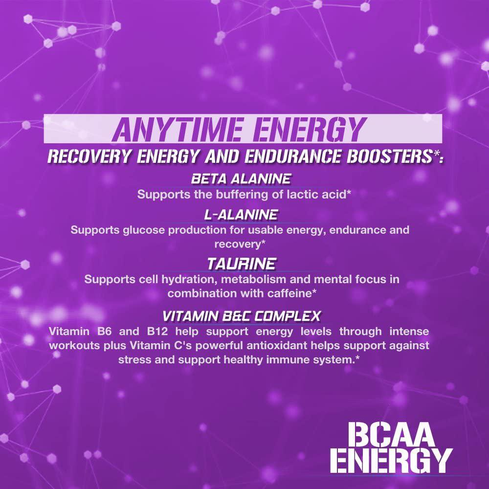 Evlution Nutrition BCAA Energy - High Performance Energizing Amino Acid Supplement For Muscle Building, Recovery And Endurance, 30 Servings (Furious Grape)