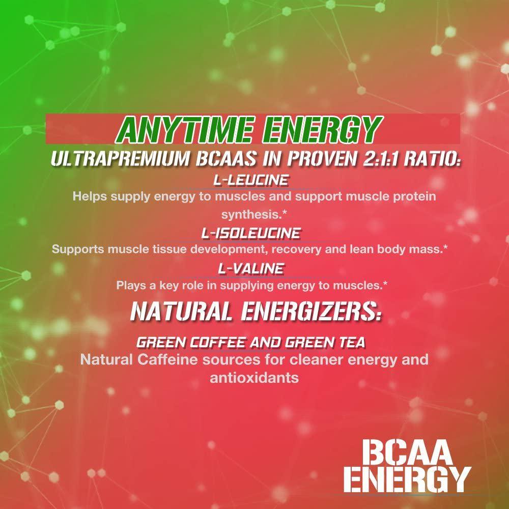 Evlution Nutrition BCAA Energy - High Performance Energizing Amino Acid Supplement For Muscle Building, Recovery And Endurance, 30 Servings (Watermelon)