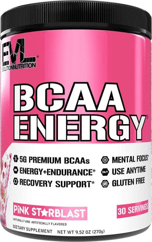 Evlution Nutrition BCAA Energy - High Performance Amino Acid Supplement for Anytime Energy, Muscle Building, Recovery and Endurance, Pre Workout, Post Workout (Pink Starblast, 30 Servings)