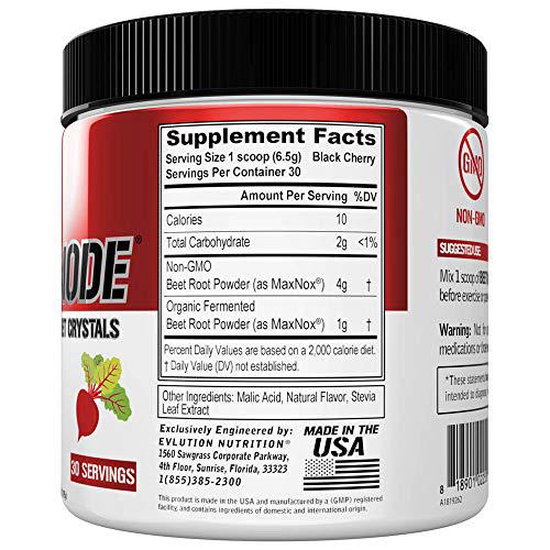 Evlution Nutrition Beet Root Powder Concentrated Beet Powder Crystals Nitric Oxide Booster and Natural Circulation Booster Antioxidants Vegan Non-GMO Endurance Superfood (Black Cherry 30 Servings)