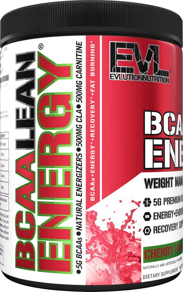 Evlution Nutrition BCAA Lean Energy - Essential BCAA Amino Acids + Vitamin C, Fat Burning and Natural Energy, Performance, Immune Support, Lean Muscle, Recovery, Pre Workout, 30 Serve, Cherry Limeade