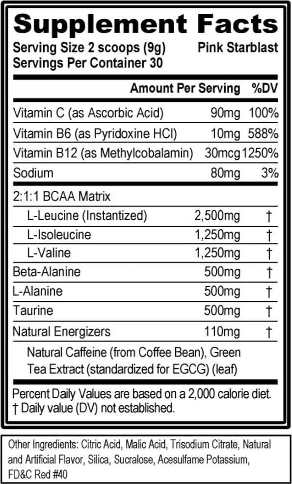 Evlution Nutrition BCAA Energy - High Performance Amino Acid Supplement for Anytime Energy, Muscle Building, Recovery and Endurance, Pre Workout, Post Workout (Pink Starblast, 30 Servings)