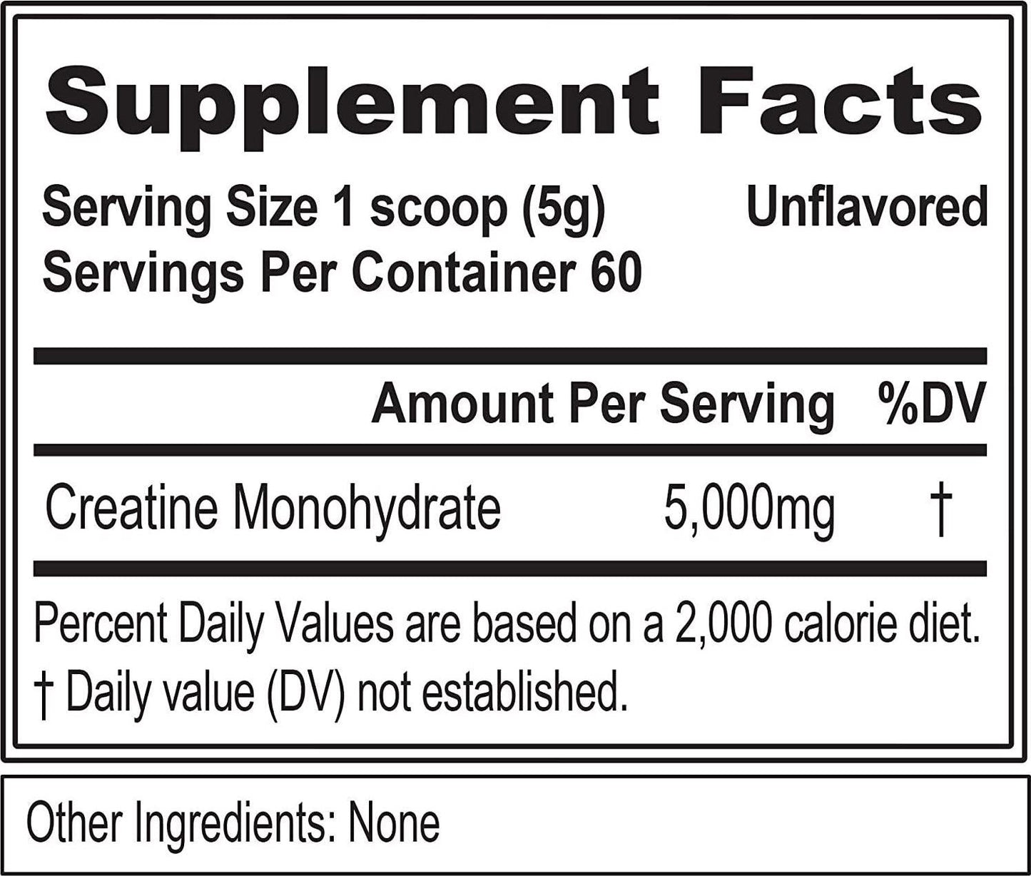 Evlution Nutrition Creatine5000 5 Grams of Pure Creatine Monohydrate in Each Serving Unflavored Powder (60 Servings)