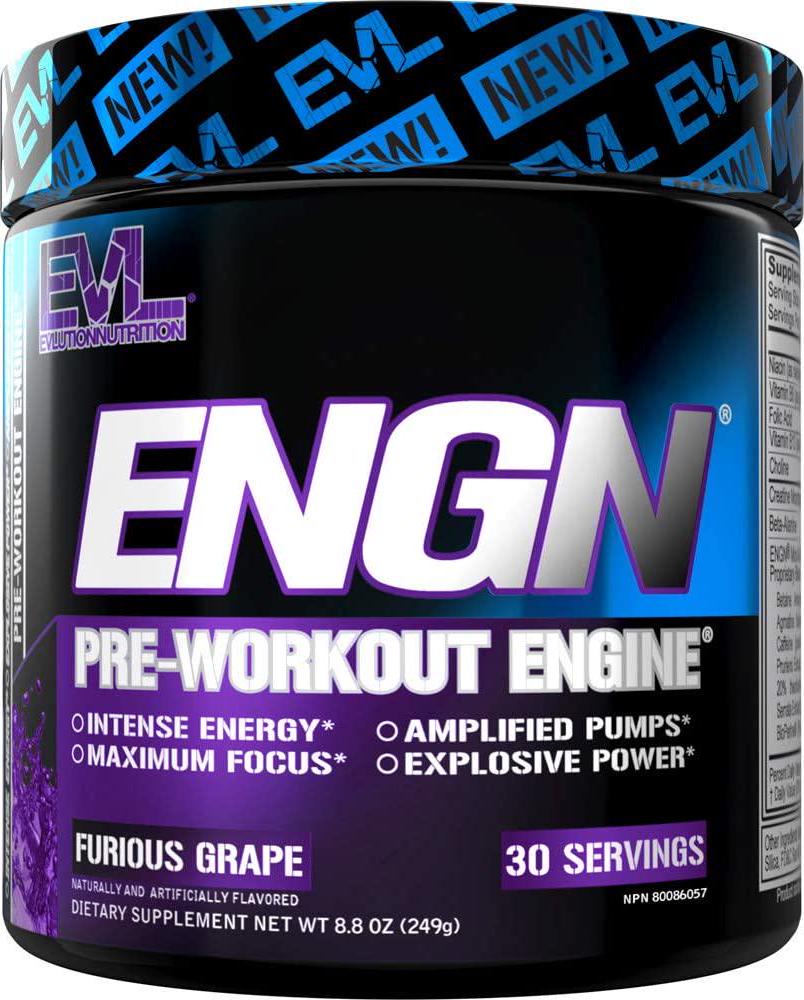 Evlution Nutrition Engn Pre-Workout Pikatropin-Free 30 Servings Powder For Increased Energy Power And Focus Furious Grape