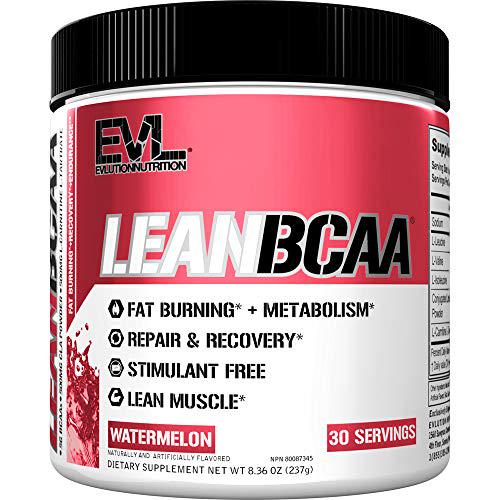 Evlution Nutrition LeanBCAA, BCAA s, CLA and L-Carnitine, Stimulant-Free, Recover and Burn Fat, Sugar and Gluten Free, 30 Servings (Watermelon)