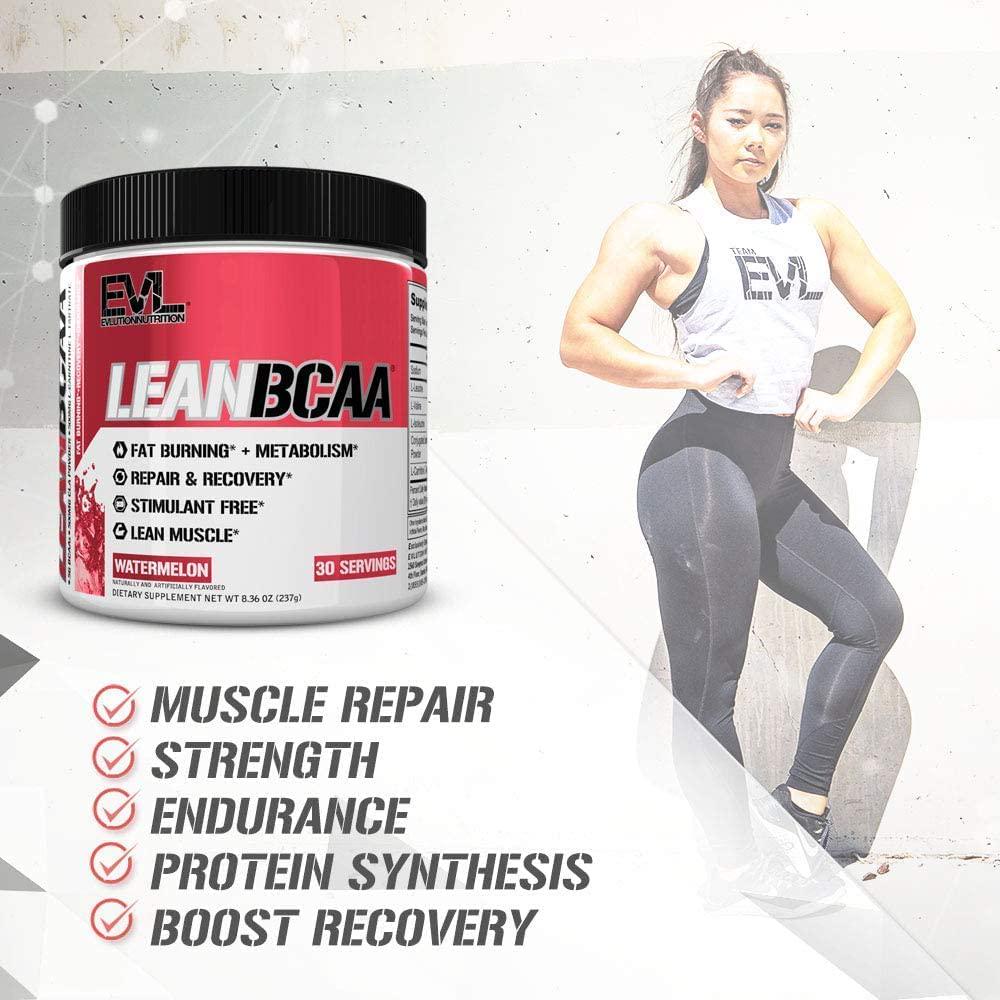 Evlution Nutrition LeanBCAA BCAA CLA And L-Carnitine Recover And Burn Fat Sugar And Gluten Free, 30 Servings (Watermelon)