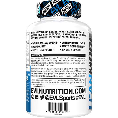 Evlution Nutrition Lean Mode - Complete Stimulant-Free Weight Loss Support and Diet System with Green Coffee, Carnitine, CLA, Green Tea, Garcinia Cambogia for Fat Burning and Metabolism (50 Servings)