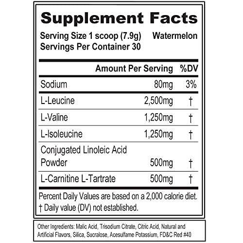 Evlution Nutrition LeanBCAA, BCAA s, CLA and L-Carnitine, Stimulant-Free, Recover and Burn Fat, Sugar and Gluten Free, 30 Servings (Watermelon)