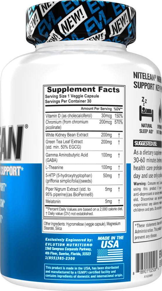 Evlution Nutrition Night Time Fat Burner Appetite Suppressant for Weight Loss Diet Pills - Natural Rest Aid, Metabolism Booster for Weight Loss for Women and Men - Weight Loss Supplements (30 Servings)