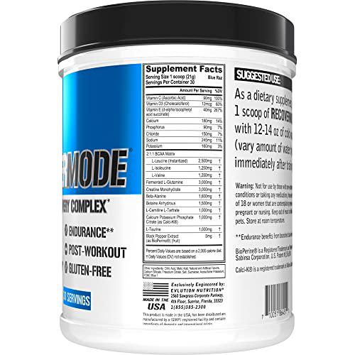 Evlution Nutrition Recover Mode- Complete Post Workout with BCAAs, Immunity Support, Vitamin C, D and E, Electrolytes, Hydration, Creatine, Glutamine, Beta-Alanine, L-Carnitine, 30 Serve, Blue Raz