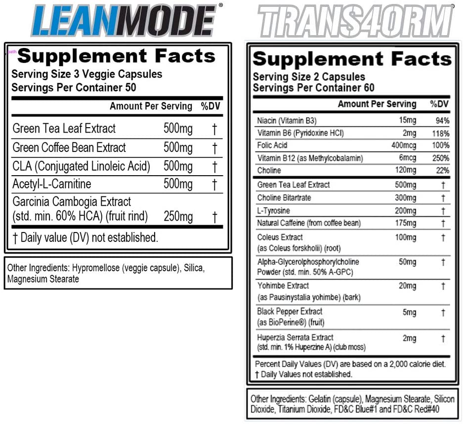 Evlution Nutrition Trans4ormation Mode Stack Trans4orm (60 Serving), Lean Mode (50 Serving) Weight Loss Diet Kit, Diet Pills for Men and Women