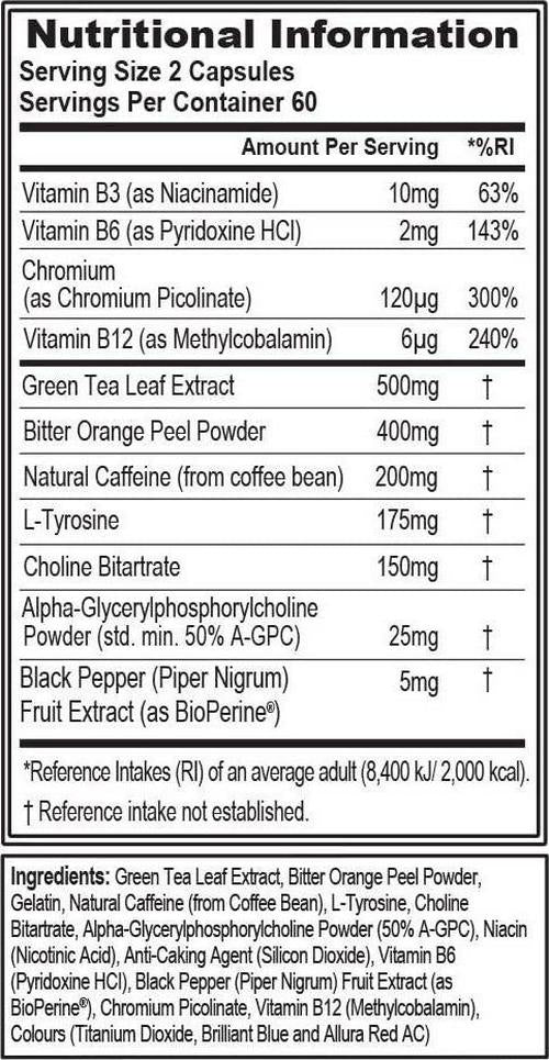 Evlution Nutrition Trans4orm Thermogenic Energizer 60 Serving Capsules