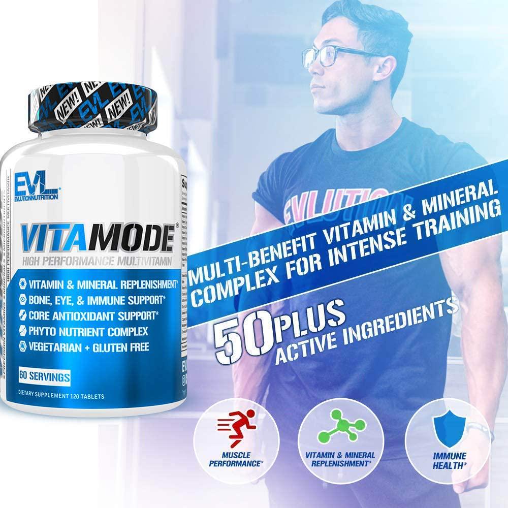 Evlution Nutrition VitaMode High Performance Men’s Multivitamin, Full Spectrum Vitamins and Minerals, Immune Health, Vitamin C and D, Zinc, Antioxidants, Skin, Hair, Bone, Eye Health (60 Servings)