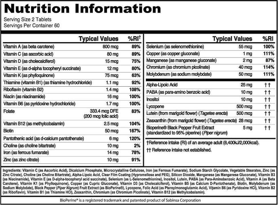 Evlution Nutrition VITAMODE Men’s High-Performance Daily Multivitamin, Full Spectrum Vitamins and Minerals, Vitamin C and D, Zinc, Antioxidants, 120 Tablets, 60 Days
