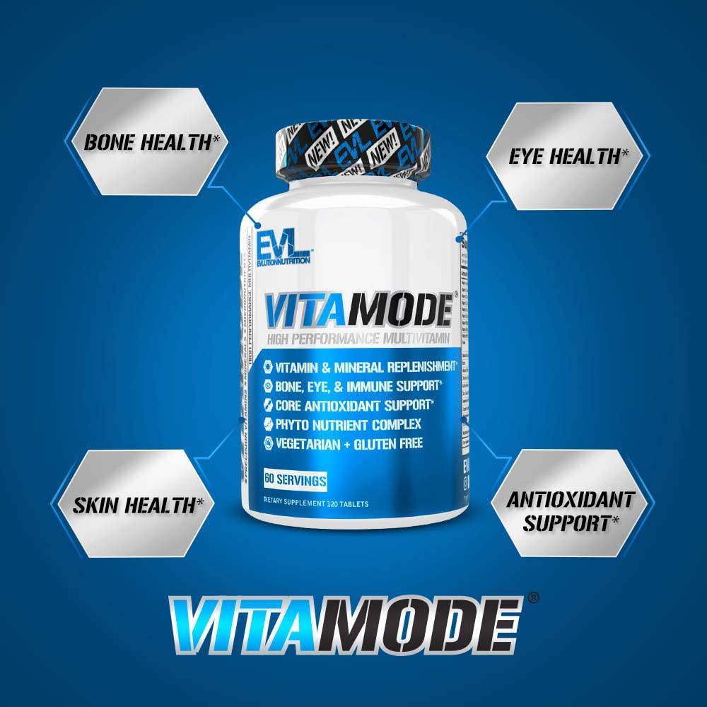 Evlution Nutrition VitaMode High Performance Men’s Multivitamin, Full Spectrum Vitamins and Minerals, Immune Health, Vitamin C and D, Zinc, Antioxidants, Skin, Hair, Bone, Eye Health (60 Servings)