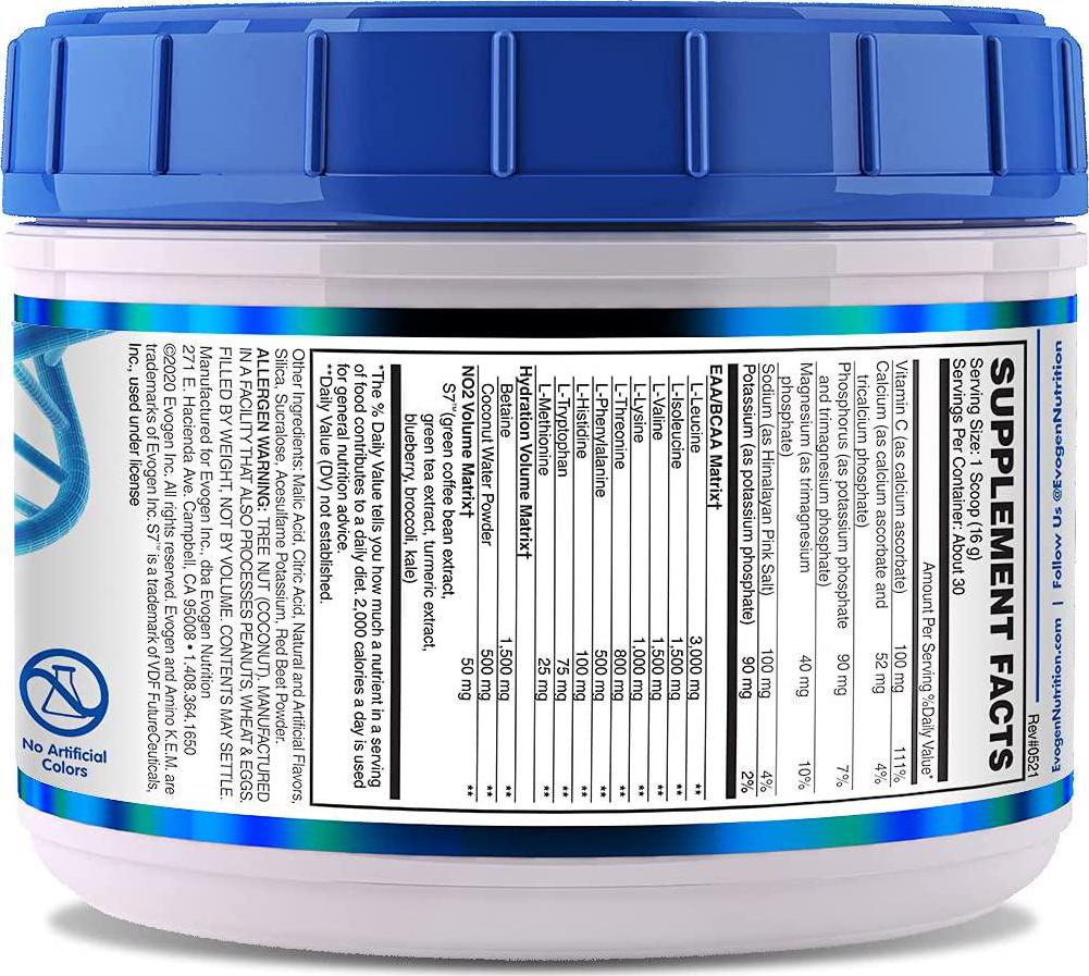 Evogen AminoKEM Raspberry Lemonade | Premium Essential Amino Acid, Nitric Oxide, Betaine anhydrous, S7, Recovery, Volumizing, Pump Catalyst
