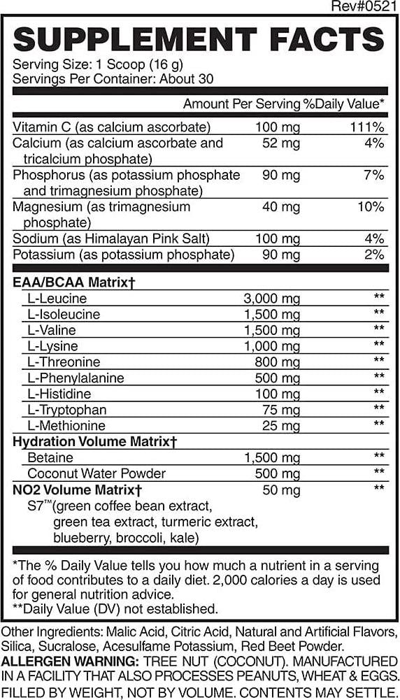 Evogen AminoKEM Raspberry Lemonade | Premium Essential Amino Acid, Nitric Oxide, Betaine anhydrous, S7, Recovery, Volumizing, Pump Catalyst