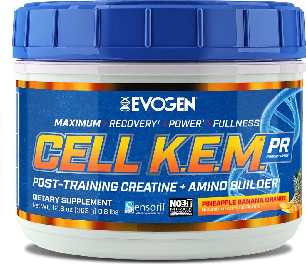 Evogen CellKEM PR | Post Workout, Essential Amino Acids, Creatine Nitrate, Sensoril Ashwagandha, Recovery | Pineapple Banana Orange