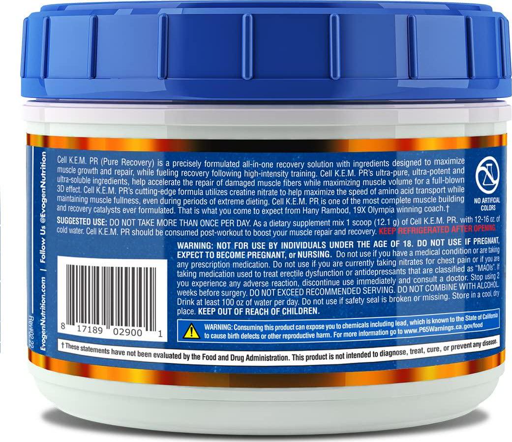 Evogen CellKEM PR | Post Workout, Essential Amino Acids, Creatine Nitrate, Sensoril Ashwagandha, Recovery | Pineapple Banana Orange