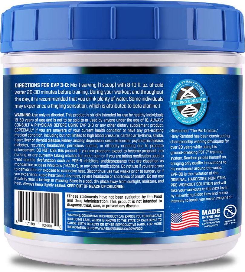 Evogen EVP-3D | Extreme Pre-Workout Pump Ignitor, Arginine Nitrate, Citrulline, Beta-Alanine, Lions Mane | Tropic Thunder (Pineapple Coconut) | 40 Servings