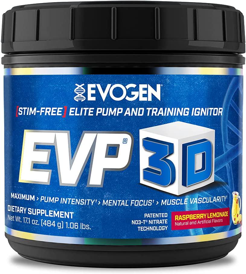 Evogen EVP 3D | Xtreme Stimulant Free Pre-Workout Pump Ignitor, Arginine Nitrate, Citrulline, Beta-Alanine, Lions Mane | Raspberry Lemonade