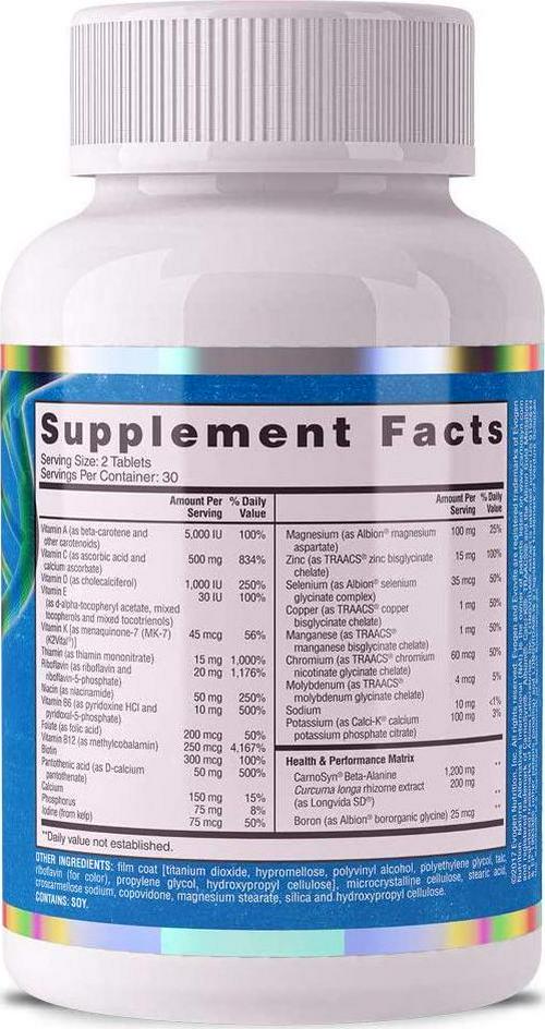 Evogen Evovite | Immune Boosting Elite Sport Multivitamin with Beta-Alanine and Curcumin | 30 Day Supply