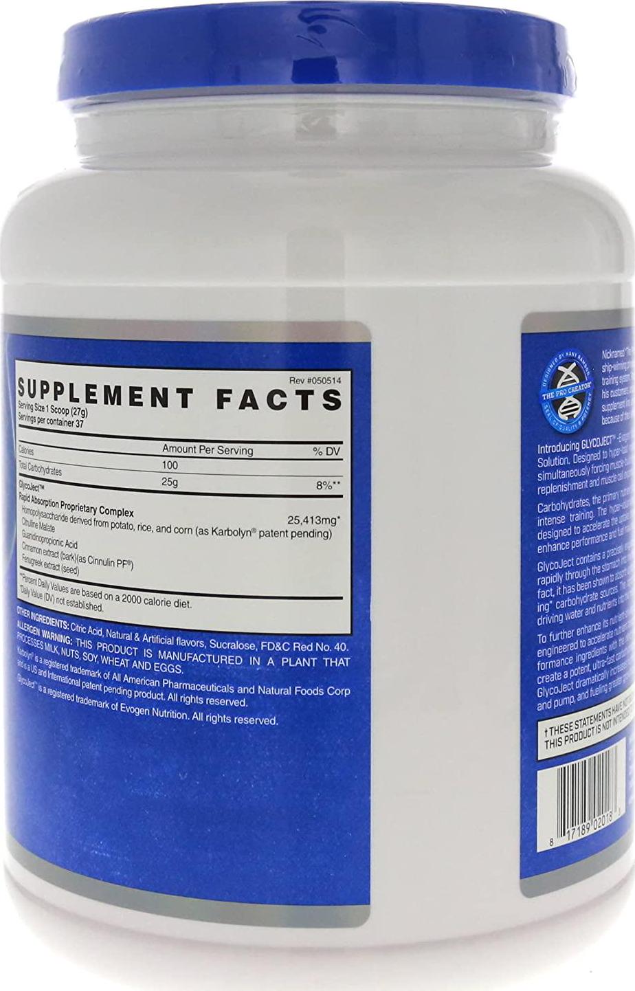 Evogen GlycoJect | Extreme Karbolyn Carbohydrate Powder | Cherry | 36 Servings