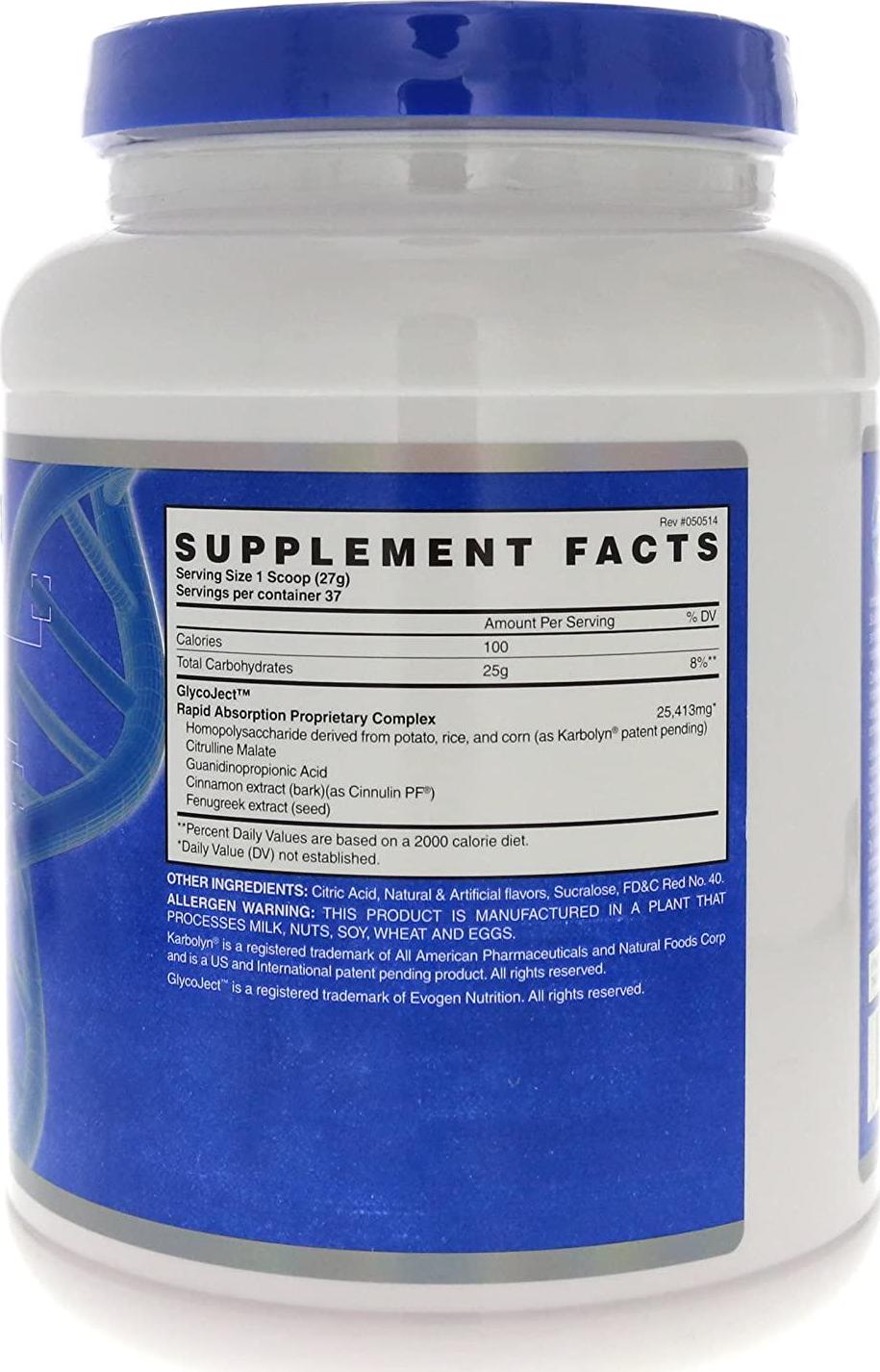 Evogen GlycoJect | Extreme Karbolyn Carbohydrate Powder | Cherry | 36 Servings