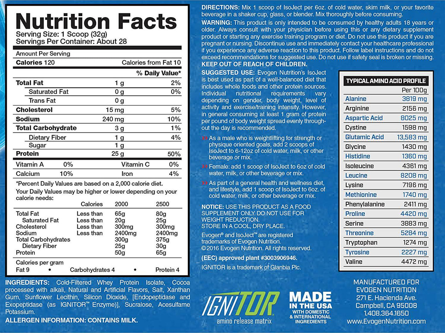 Evogen Isoject | Premium Whey Isolate Loaded with BCAA, EAA, Ignitor Enzymes, Recovery, Shakes, Smoothies