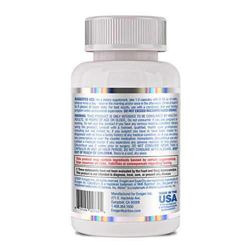 Evogen Nutrition Super Dry | Premium Water Loss, Shredded, Definition, Dandelion, Horsetail, Uva Ursi, Grains of Paradise, Juniper Berry, Bioperine, | 45 Capsules