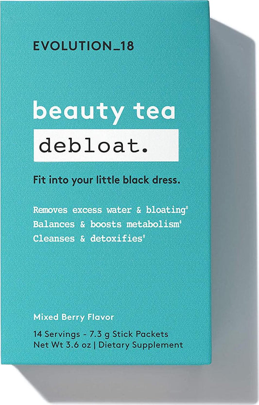 Evolution_18 Beauty Debloat Tea, Cleanse, Detox and Boost Metabolism, Mixed Berry Flavor, 7.3 g (14 Servings)