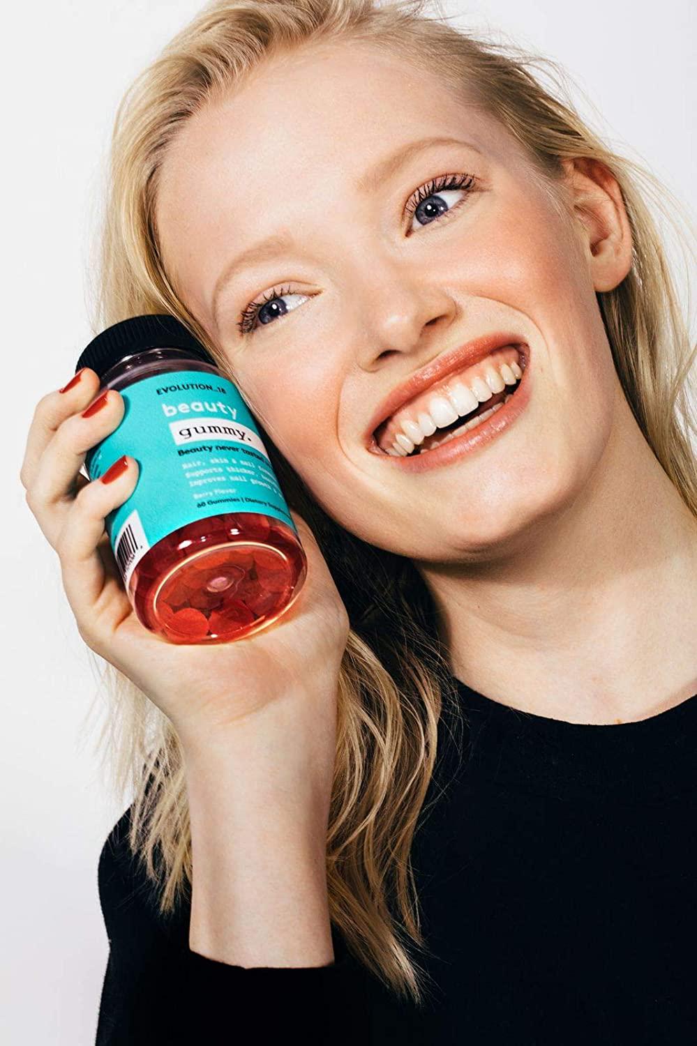 Evolution_18 Beauty Gummy | Vegan Biotin Supplements | for Healthy Skin, Nails and Hair Growth | Natural Berry Flavor | 60 Gummies