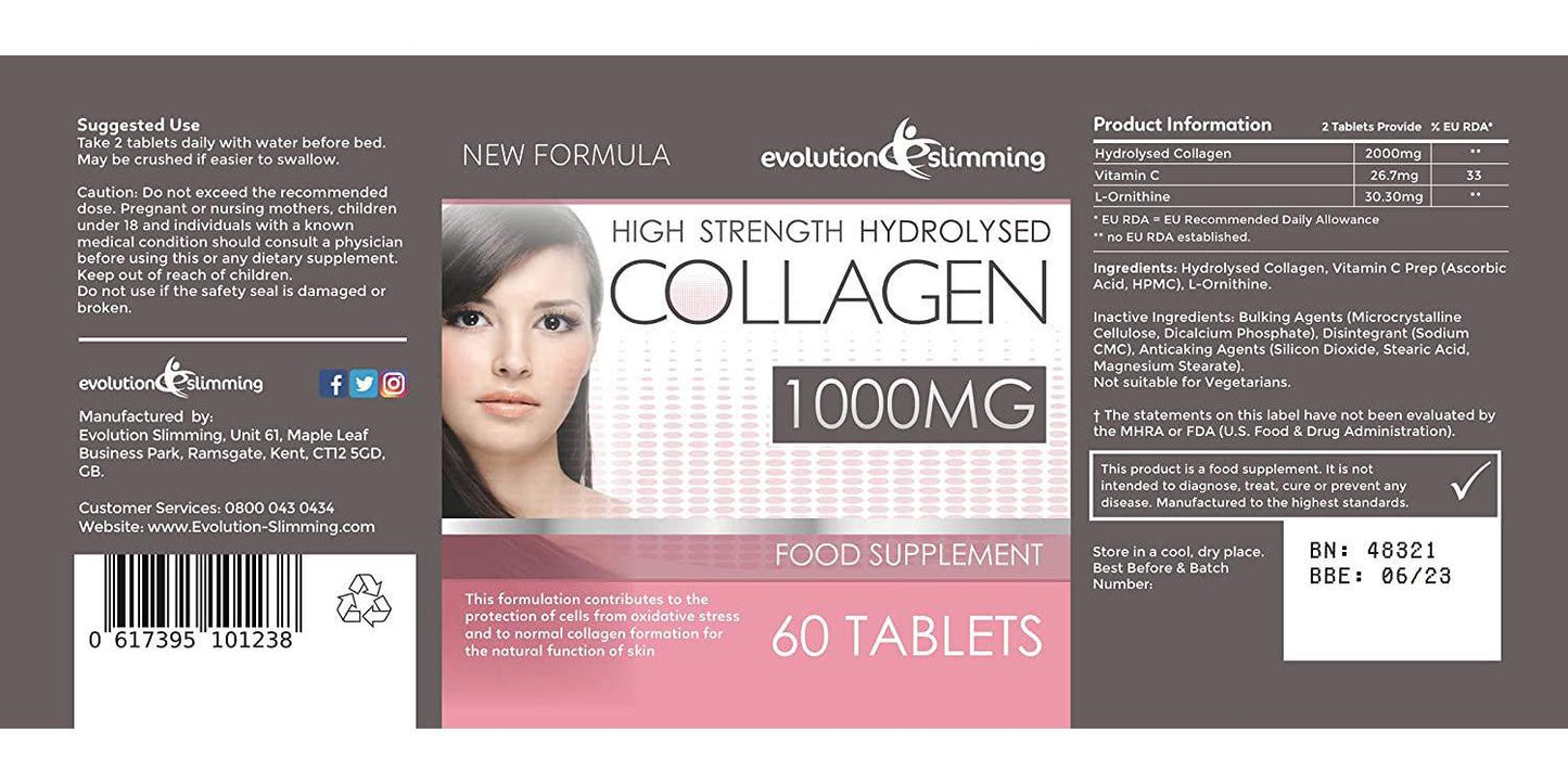 Evolution Slimming 1000mg Hydrolysed Collagen - Pack of 60 Tablets