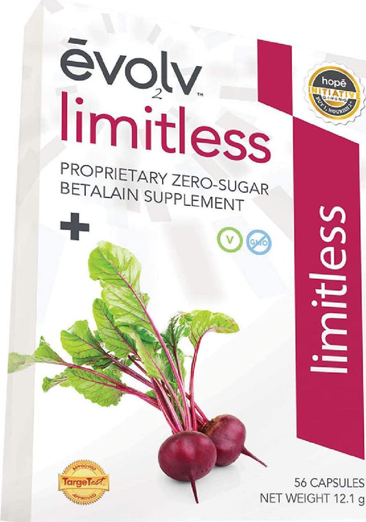 Evolv Health, Betalains Supplement from Pure Beet Root Extract, Energy and Joint Flexibility Support, Zero Sugar, Zero Calorie, 28 Servings, 56 Capsules