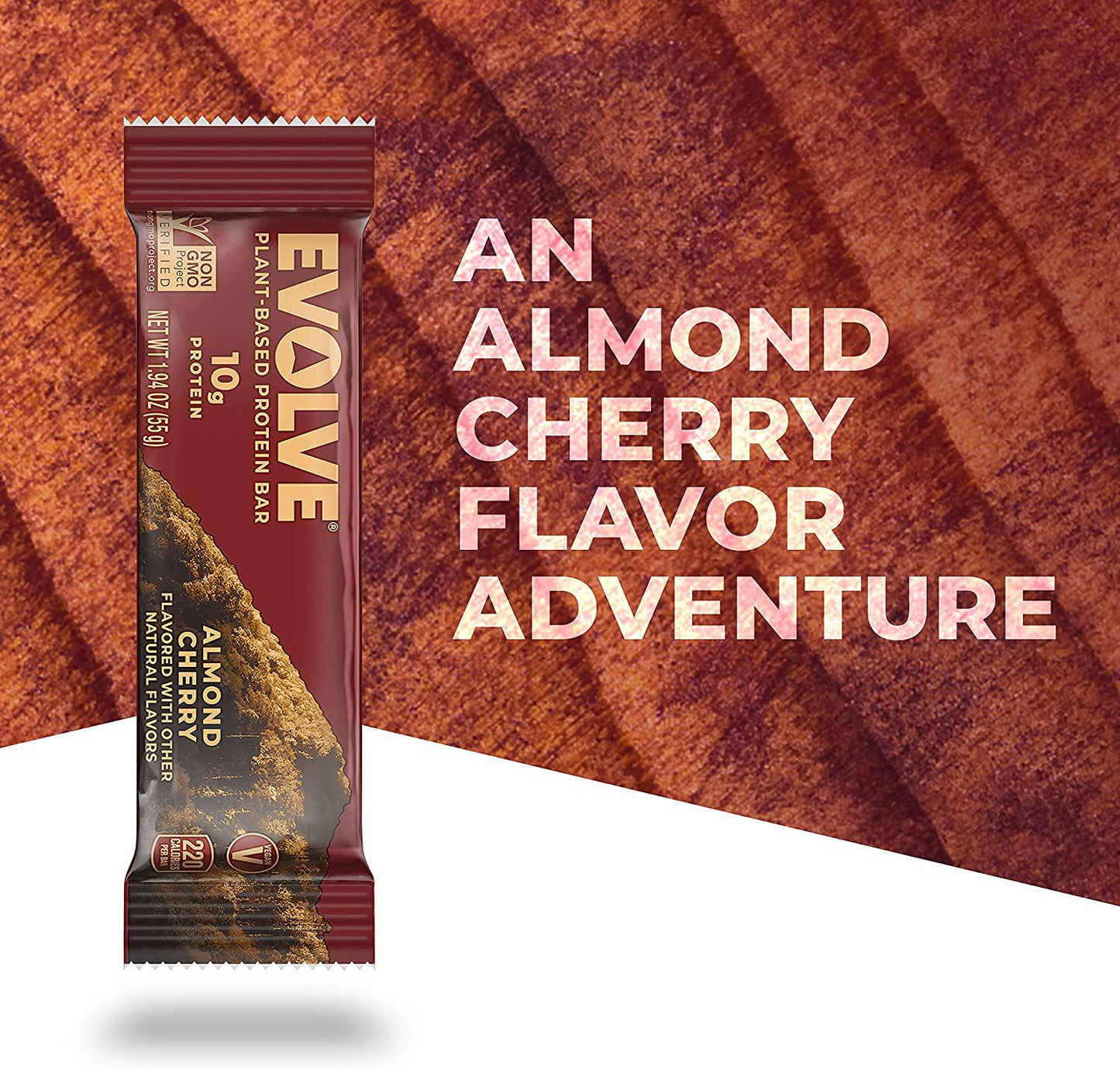 Evolve Plant Based Protein Bar, 10g Vegan Protein, Dairy Free, No Artificial Flavors, Non-GMO (Packaging May Vary), Almond Cherry, 23.28 Oz, Pack of 12