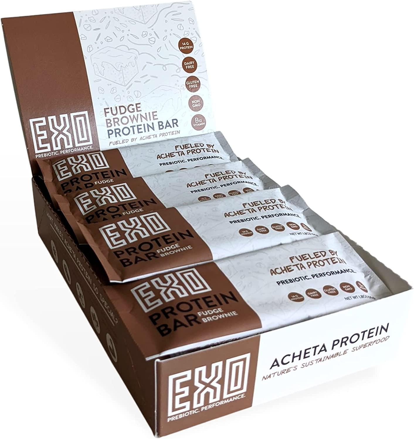 Exo Protein Bars, Chocolate Fudge Brownie, 12 Count, 14g Protein, Gluten Free, Dairy Free, Sustainable Protein Bar