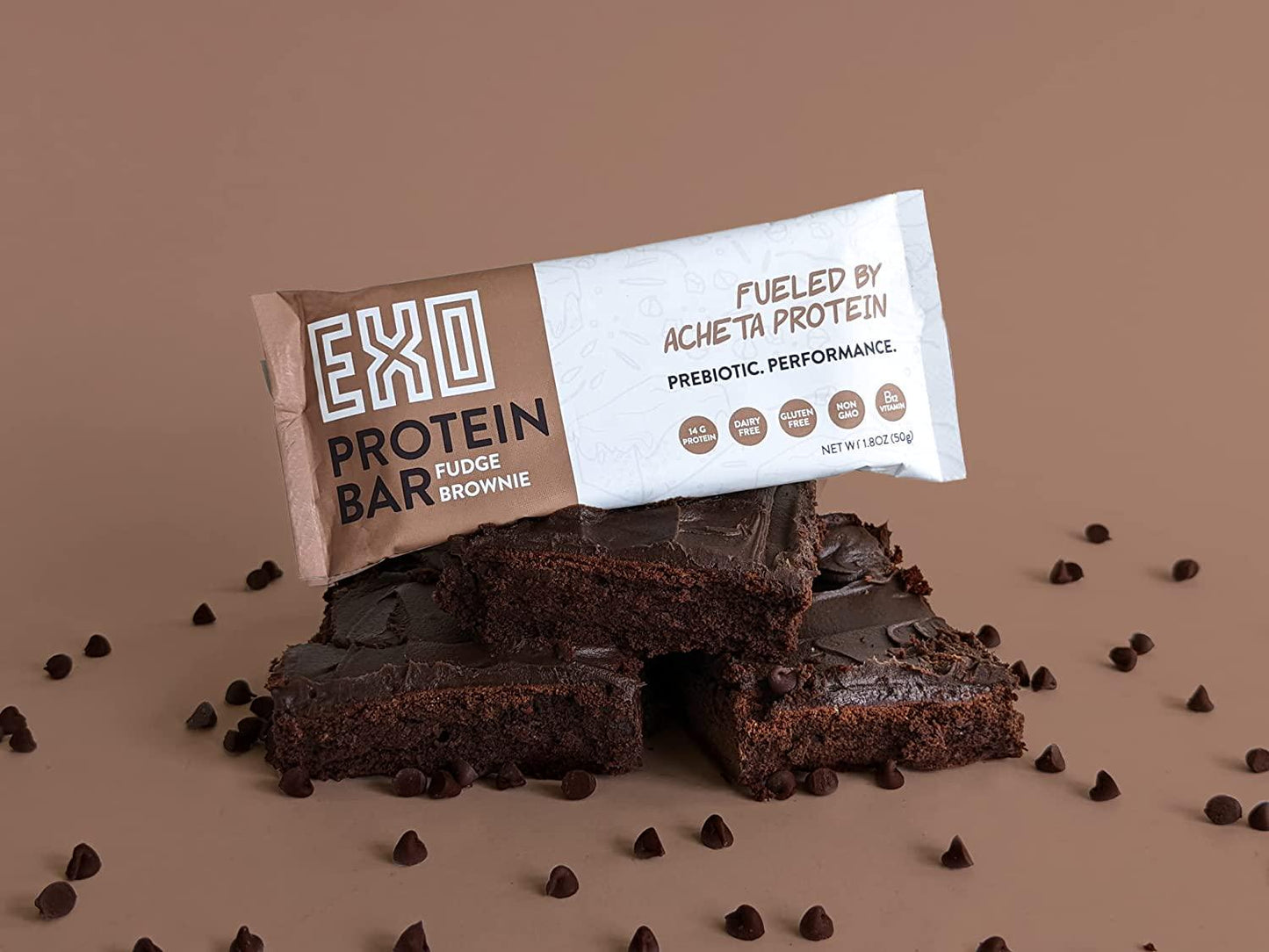 Exo Protein Bars, Chocolate Fudge Brownie, 12 Count, 14g Protein, Gluten Free, Dairy Free, Sustainable Protein Bar