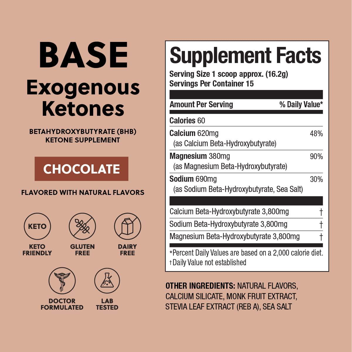 Exogenous Ketones Powder, BHB Beta-Hydroxybutyrate Salts Supplement, Best Fuel for Energy Boost, Mental Performance, Mix in Shakes, Milk, Smoothie Drinks for Ketosis Chocolate, 8.57 oz (243 grs)