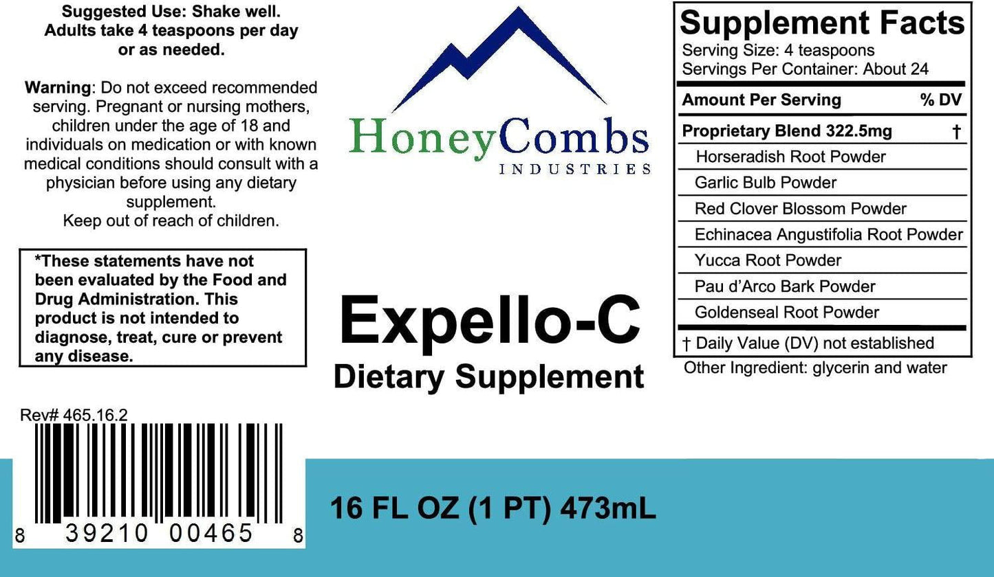 Expello-C - Ultimate Cellular Detox Cleanse and Detox Echinacea, Goldenseal and Red Clover Supplement Alcohol-Free Liquid Liver Detox Cleanse, Kidney Cleanse and Immune System Booster, 16 Fl Oz.