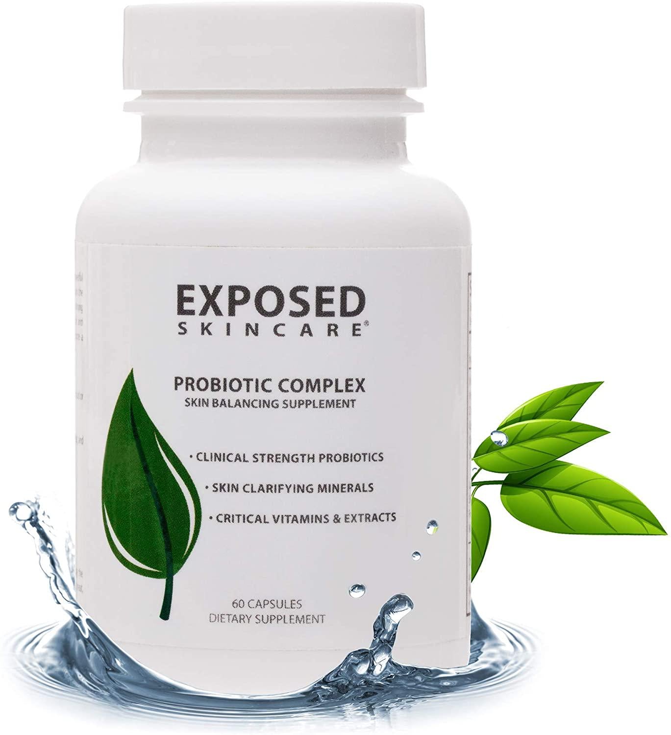 Exposed Skin Care Probiotic Complex - Skin Balancing Dietary Supplements, Assist Your Skin Care Routine with a Healthy Immune System, 60 ct Capsules