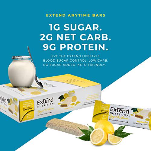 Extend Bar Snacks for Energy and Intermittent Fasting, 1.48 ounce 15 Count (Yogurt and Lemon)