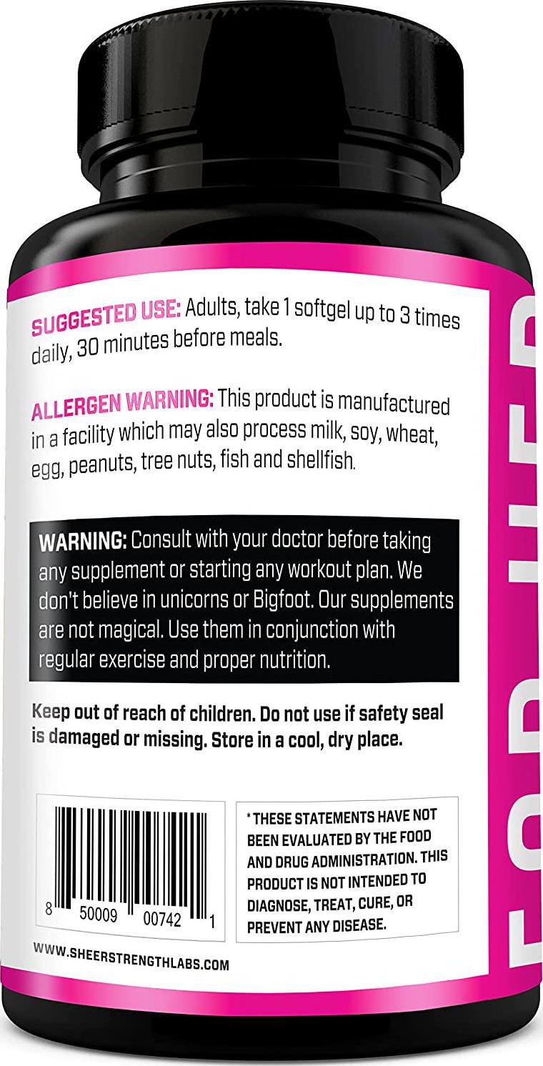 Extra Strength CLA for Women - 1500mg High Potency Weight Loss Supplement - Conjugated Lineolic Acid from Safflower Oil - Stimulant-Free Fat Burner - 120 Softgels - Sheer Strength - Packaging May Vary