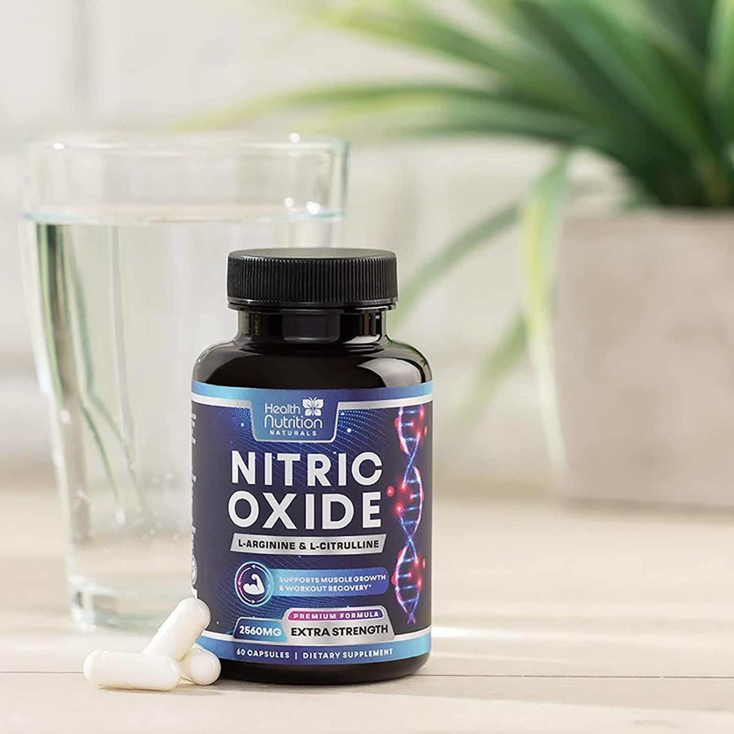 Extra Strength L-Arginine Supplement - 3X Strength Nitric Oxide Booster Supports Muscle Growth - with Citrulline Malate, AAKG, Beta Alanine for Strength and Energy to Train Harder - 60 Capsules