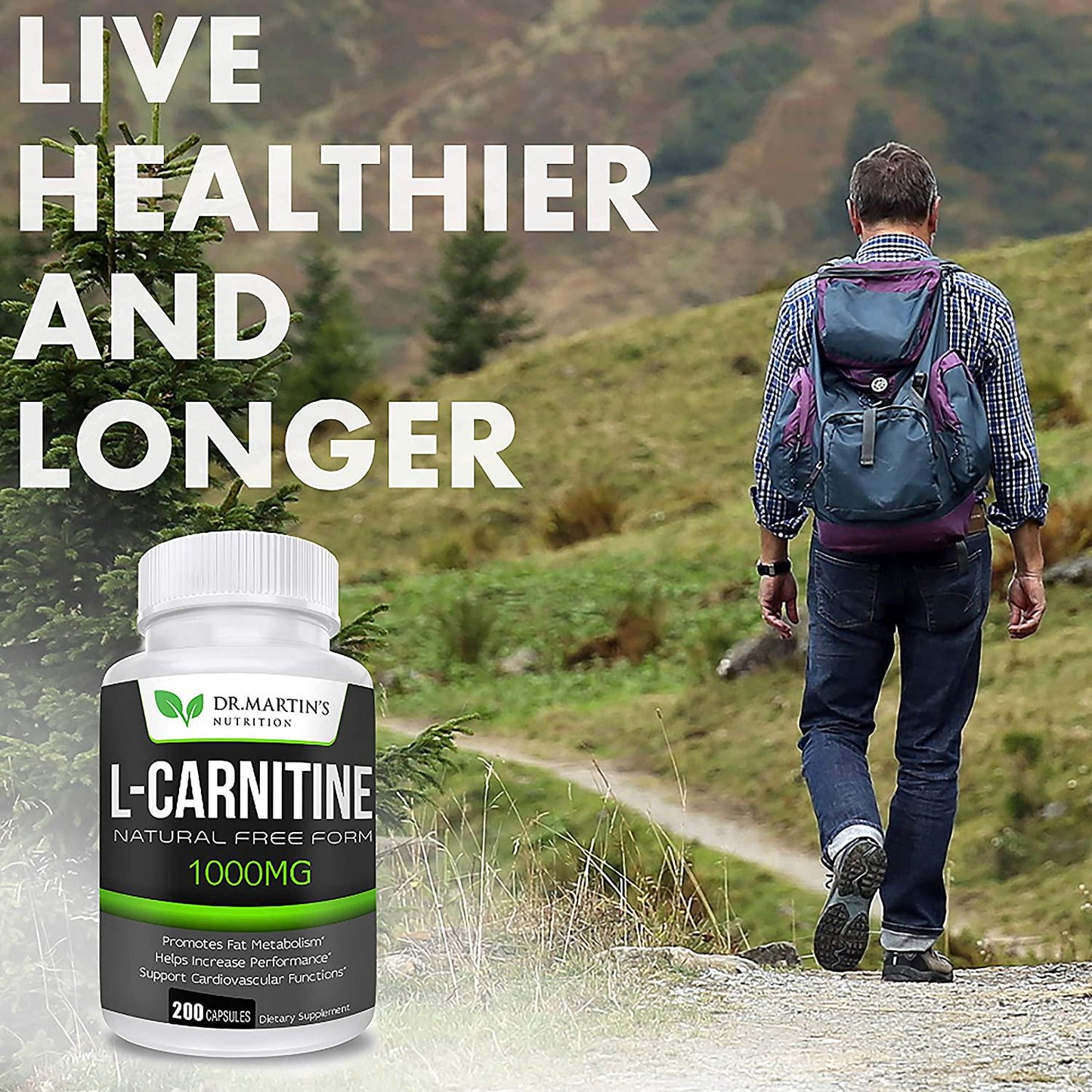 Extra Strength L-Carnitine - 200 Capsules - 1000mg Per Serving - Boost Your Metabolism and Increase Performance