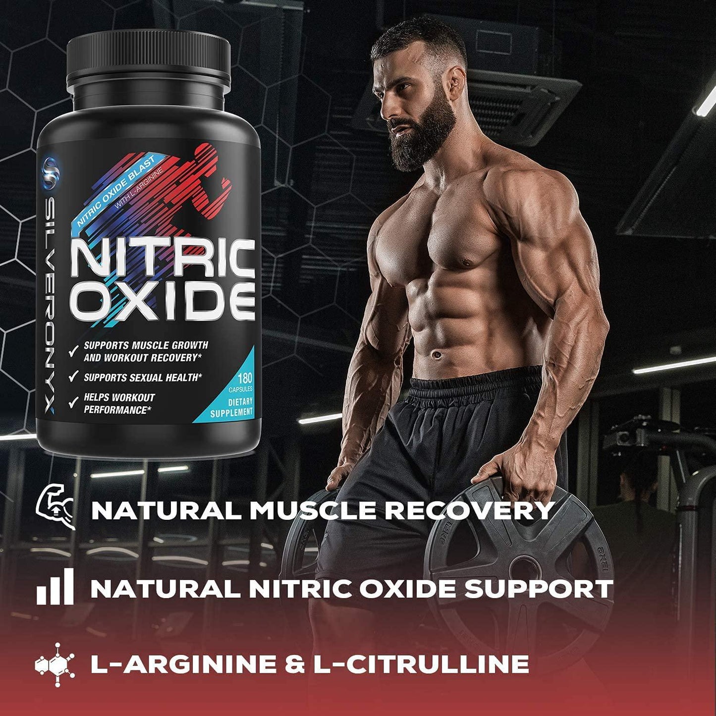 Extra Strength Nitric Oxide Supplement L Arginine 1300mg - Citrulline Malate, AAKG, Beta Alanine - Premium Muscle Building No Booster for Strength, Vascularity and Energy to Train Harder - 180 Capsules