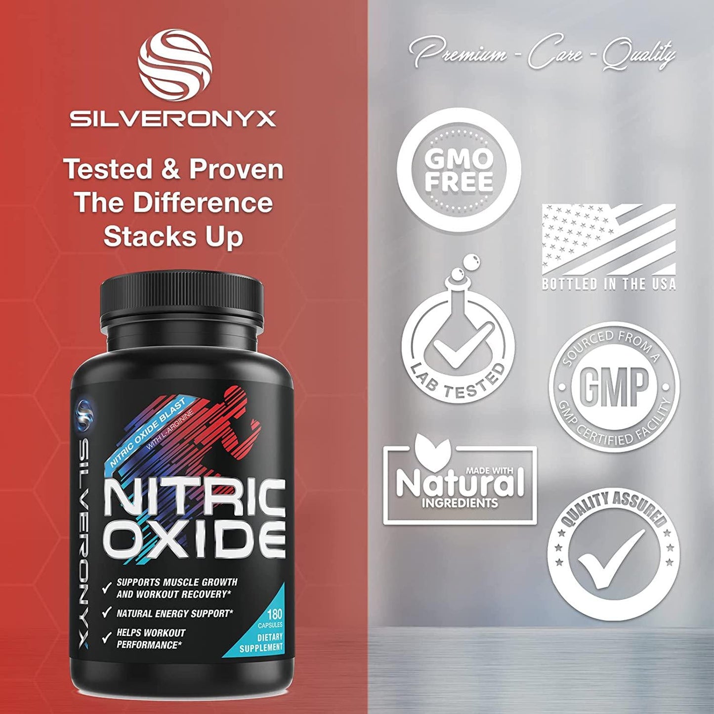 Extra Strength Nitric Oxide Supplement L Arginine 3X Strength - Citrulline Malate, AAKG, Beta Alanine - Premium Muscle Supporting Nitric Booster for Strength and Energy to Train Harder - 180 Capsules