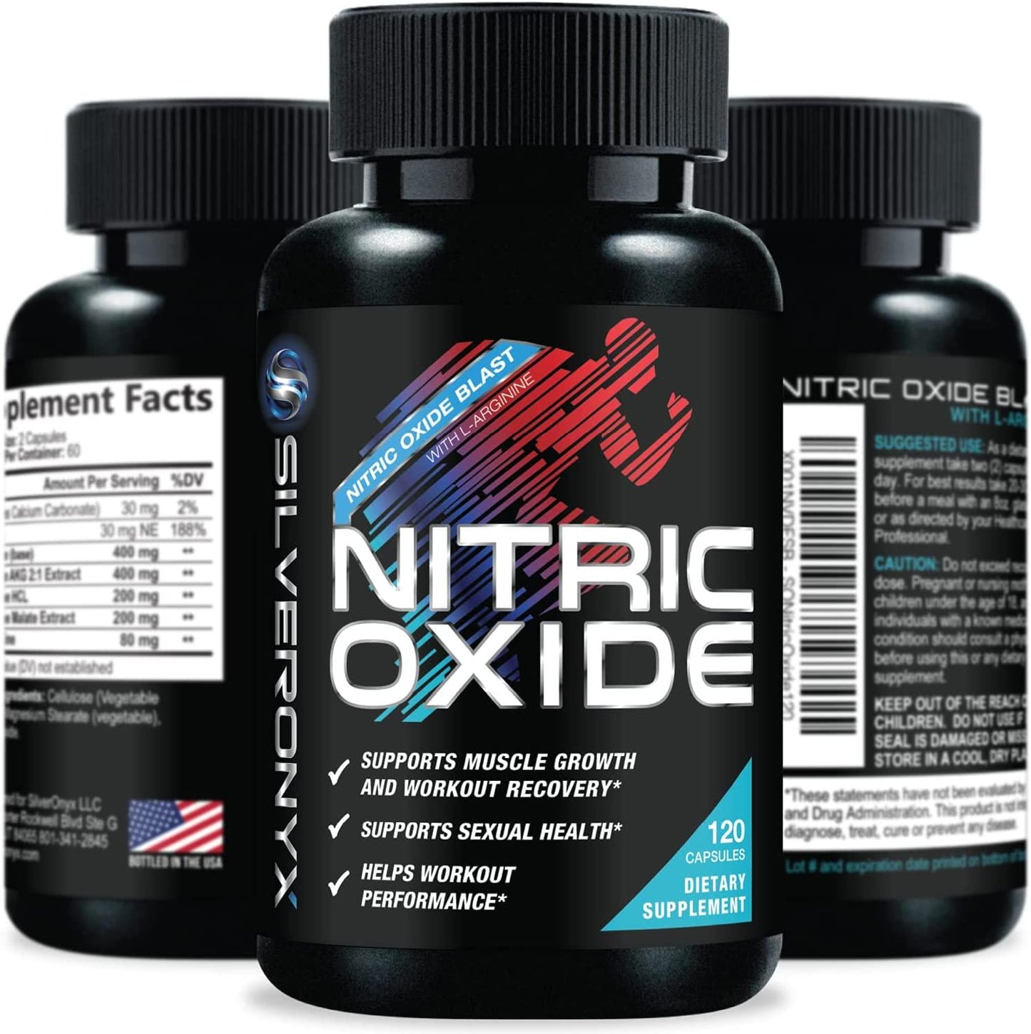 Extra Strength Nitric Oxide Supplement L Arginine 1300mg - Citrulline Malate, AAKG, Beta Alanine - Premium Muscle Building No Booster for Strength, Vascularity and Energy to Train Harder - 120 Capsules