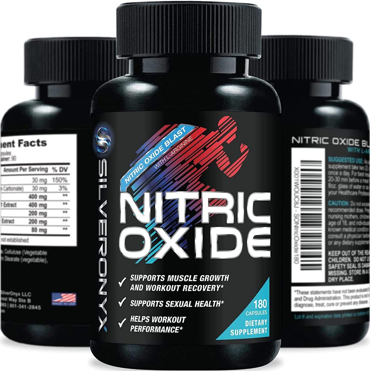 Extra Strength Nitric Oxide Supplement L Arginine 3X Strength - Citrulline Malate, AAKG, Beta Alanine - Premium Muscle Supporting Nitric Booster for Strength and Energy to Train Harder - 180 Capsules